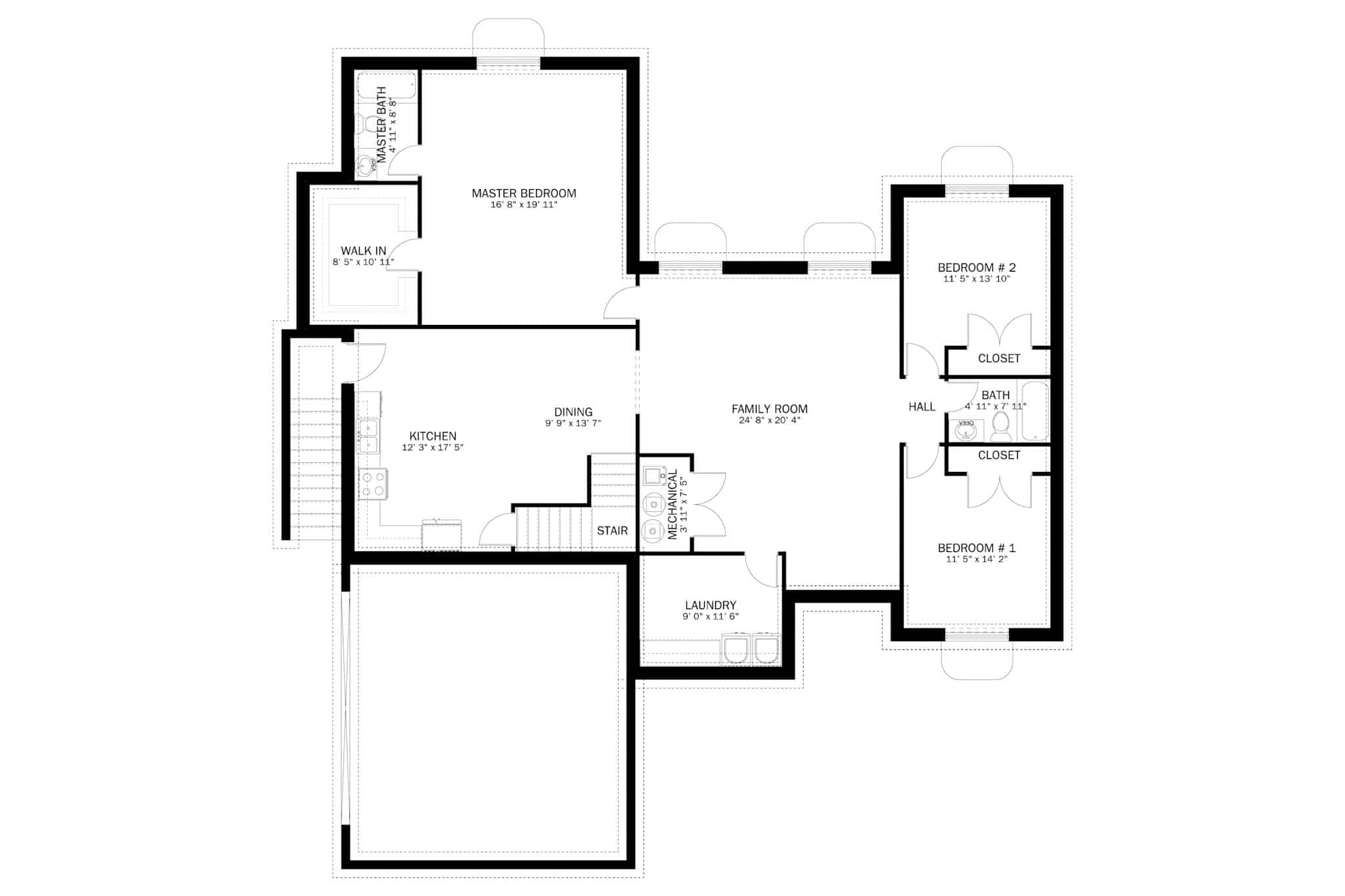 Basement of Ranch Plan #187-1185