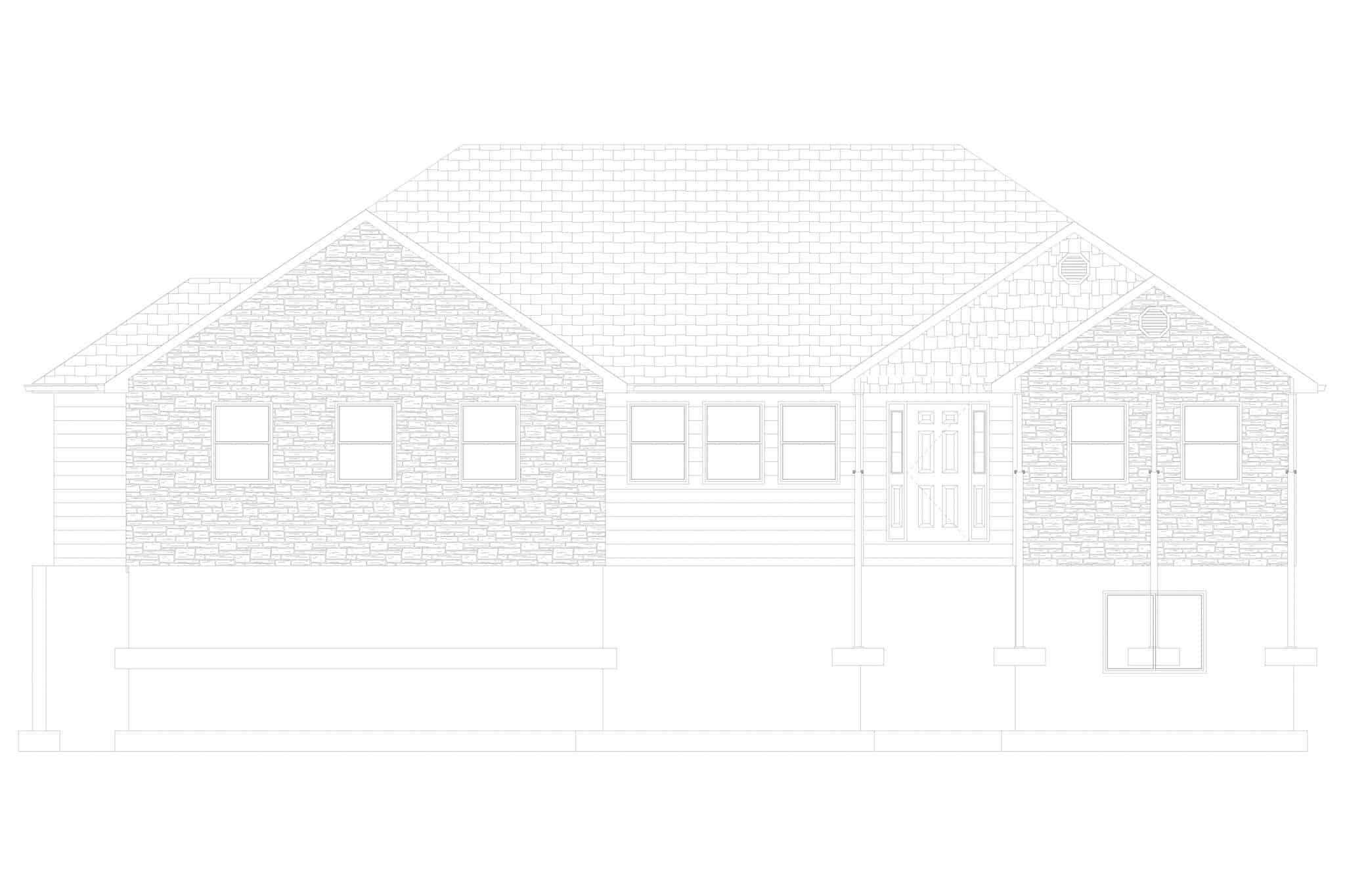 Home Plan Front Elevation of this 6-Bedroom,2084 Sq Ft Plan -187-1185