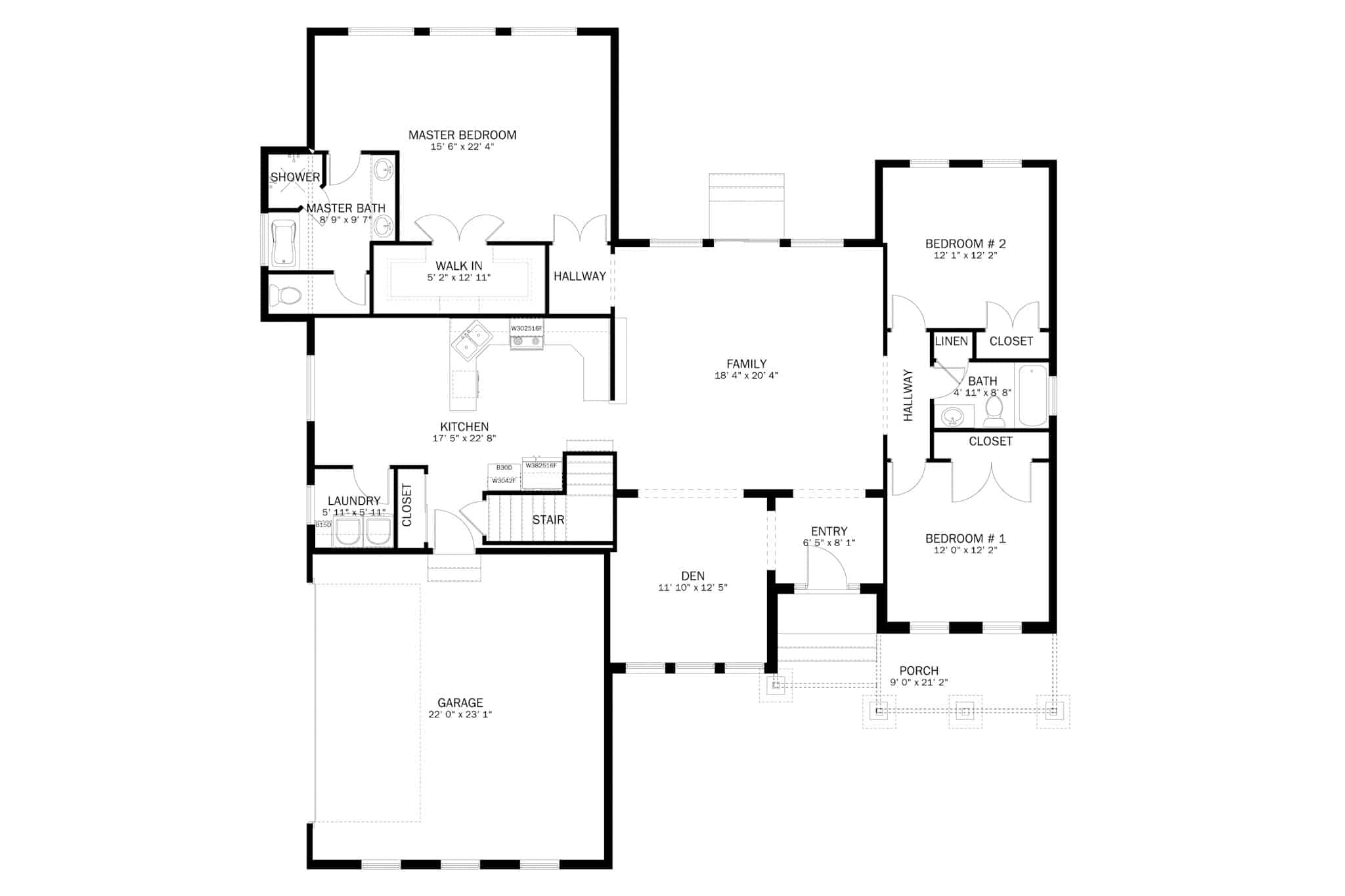 Main Level of Ranch Plan #187-1185