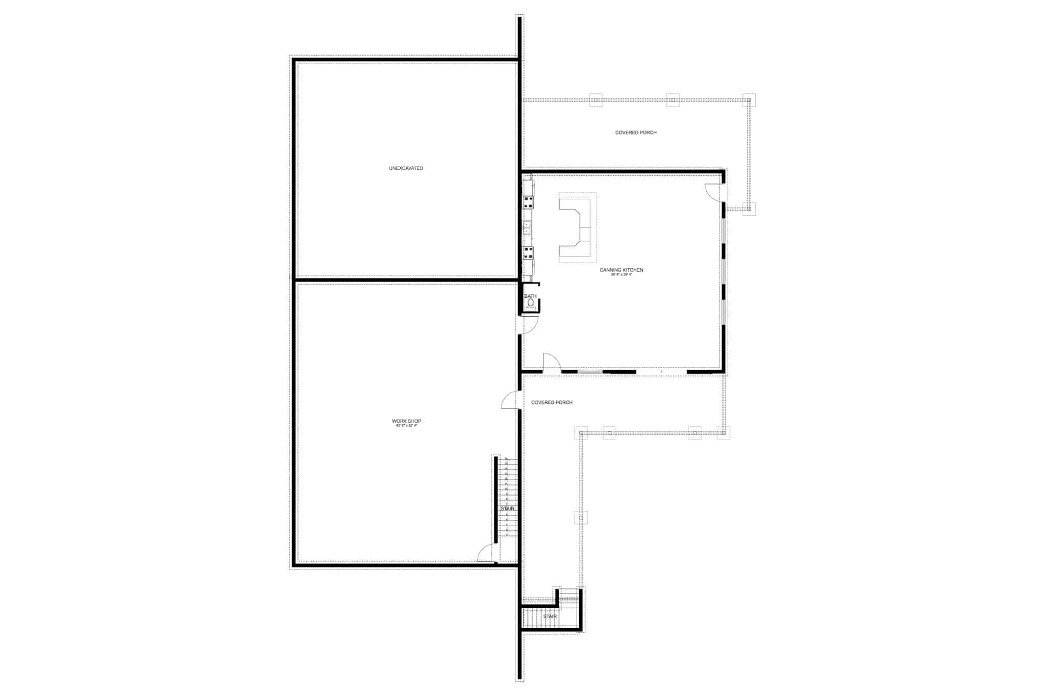 Basement of Barn Style Plan #187-1187