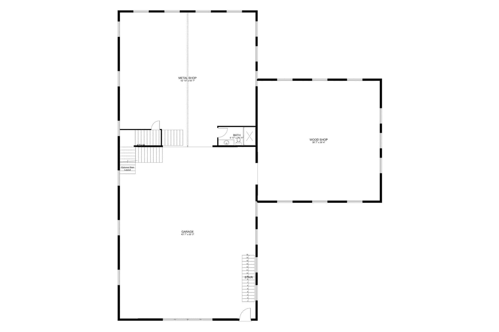 Main Level of Barn Style Plan #187-1187