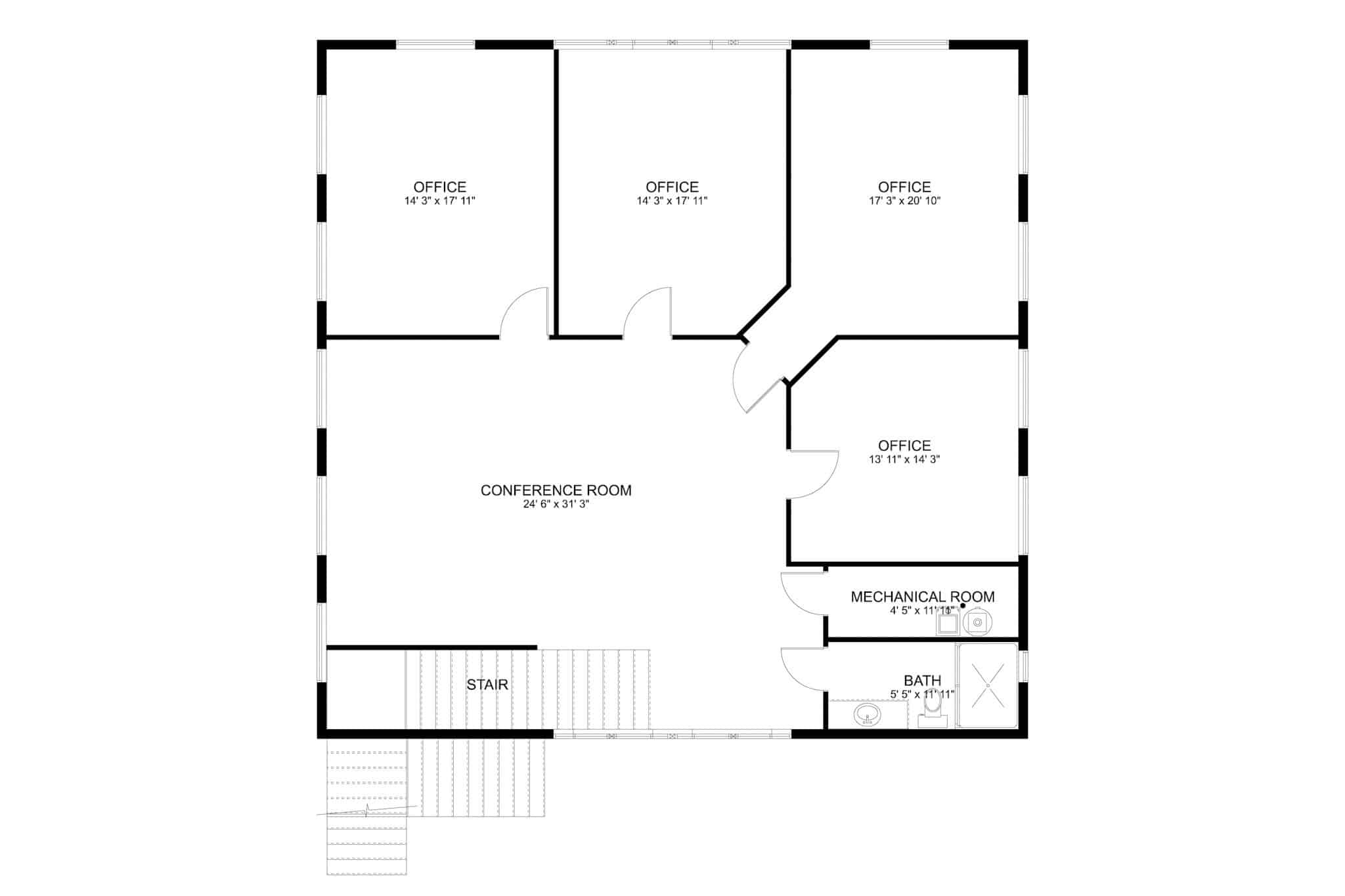 Upper Level of Barn Style Plan #187-1187