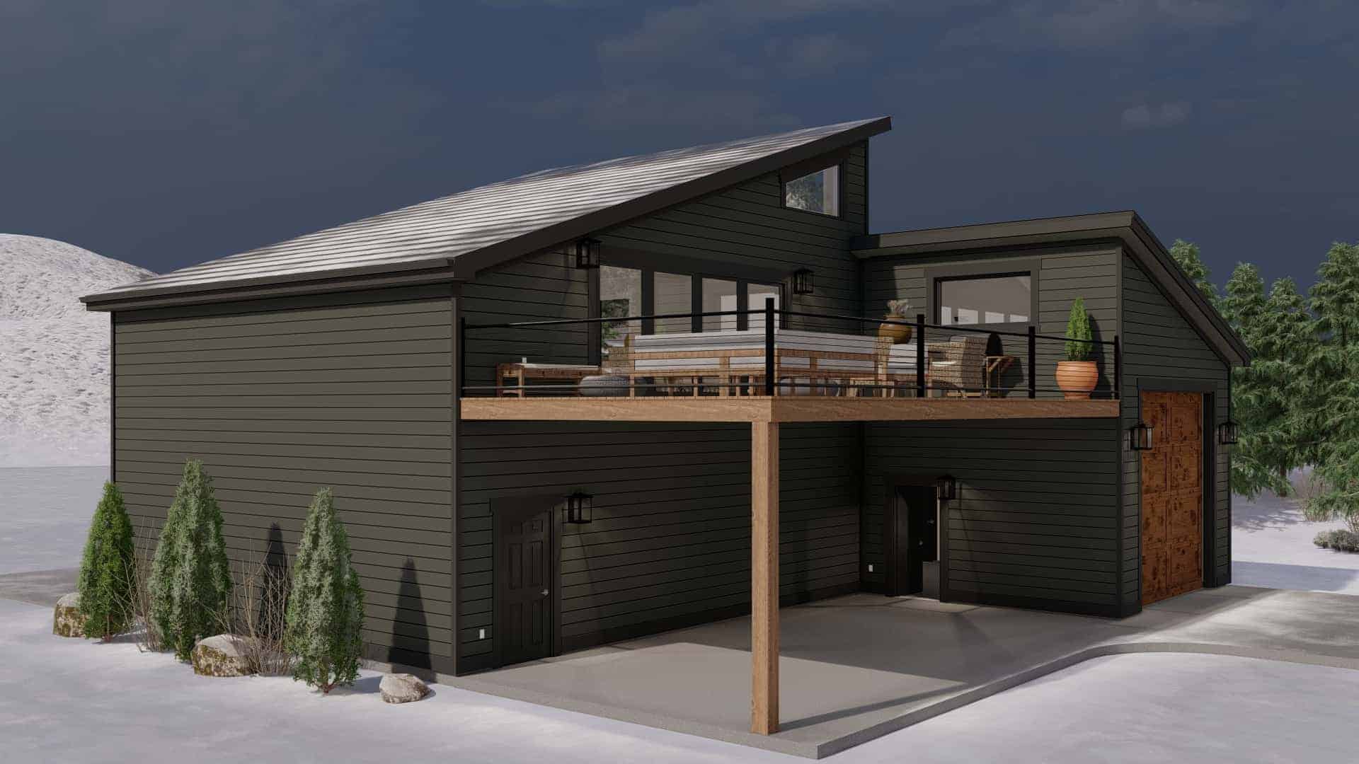 Rear View of this 1-Bedroom,2597 Sq Ft Plan -187-1189