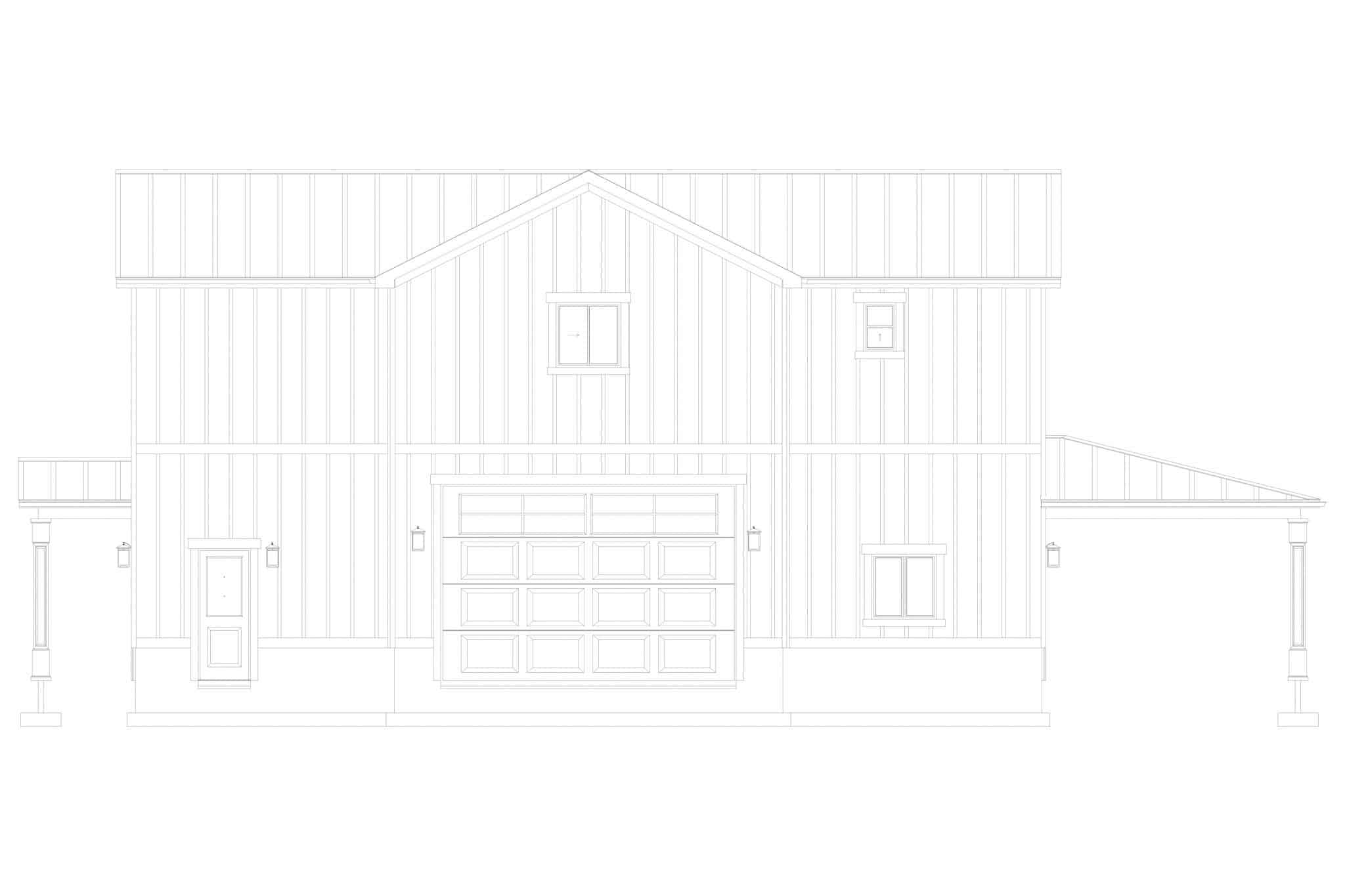 Home Plan Rear Elevation of this 2-Bedroom,1536 Sq Ft Plan -187-1191