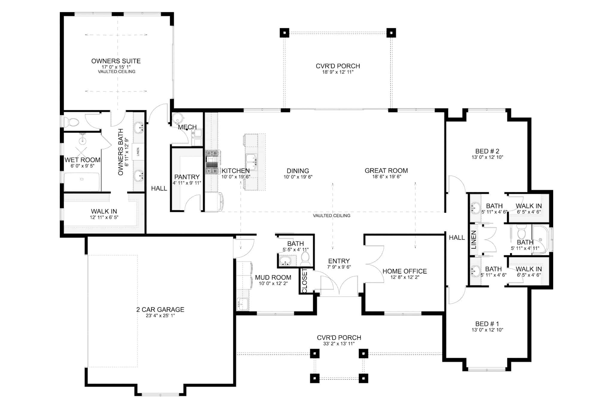 Main Level of Ranch Plan #187-1193