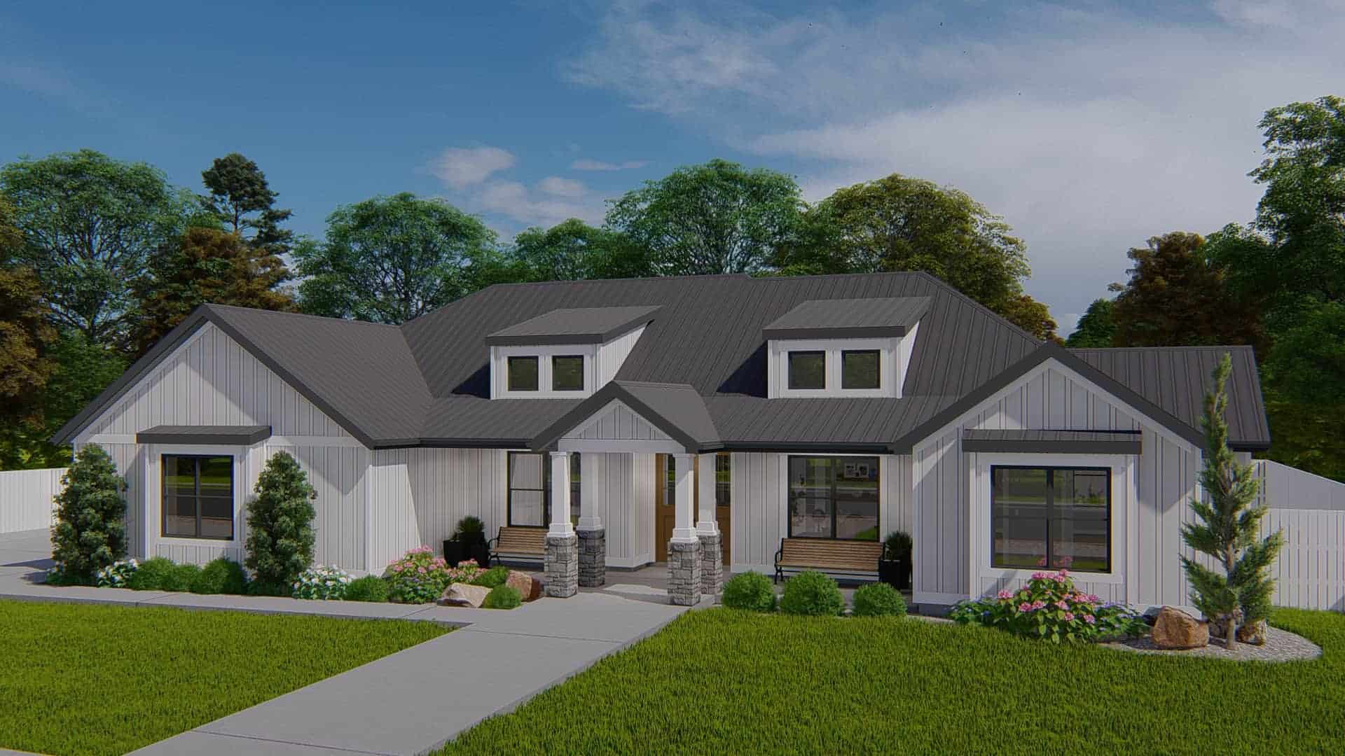 Front View of this 3-Bedroom,2564 Sq Ft Plan -187-1193