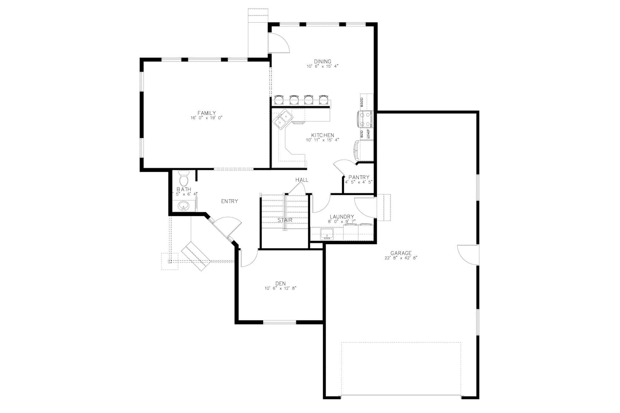 Main Level of California Style Plan #187-1195