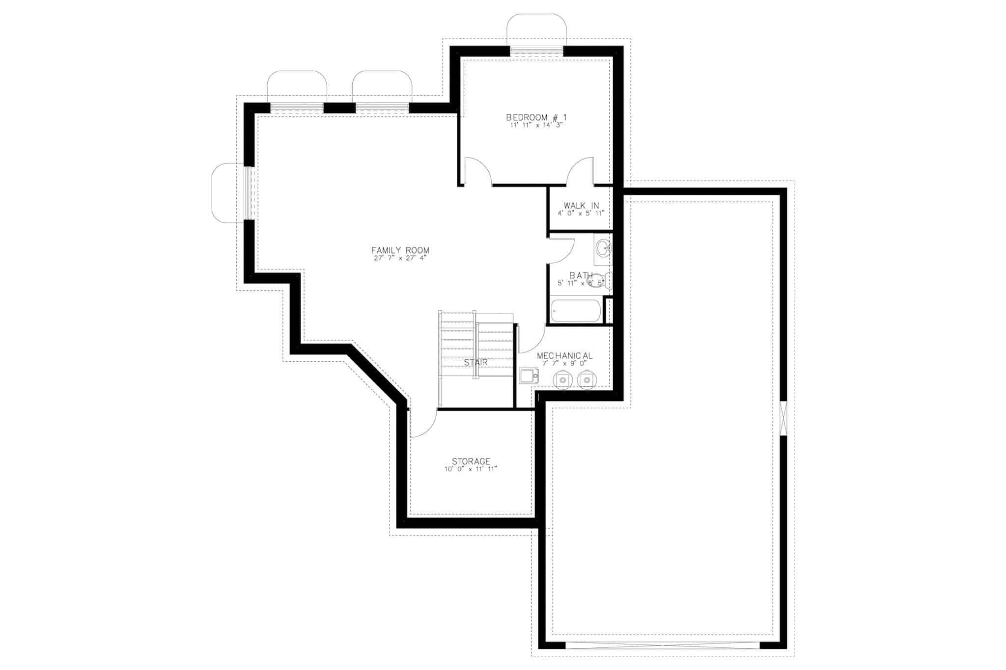 Basement of California Style Plan #187-1195