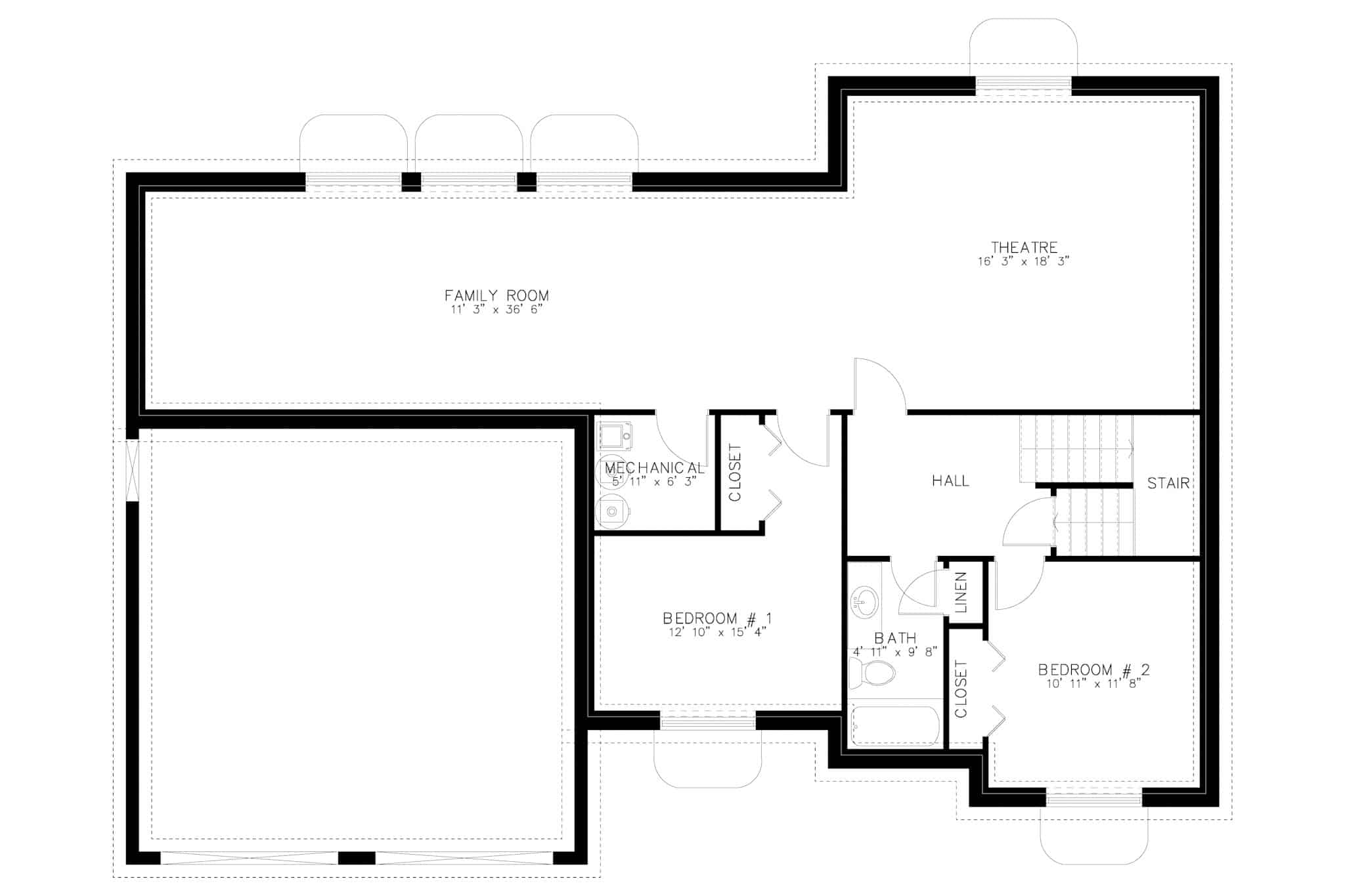 Basement of Craftsman Plan #187-1197
