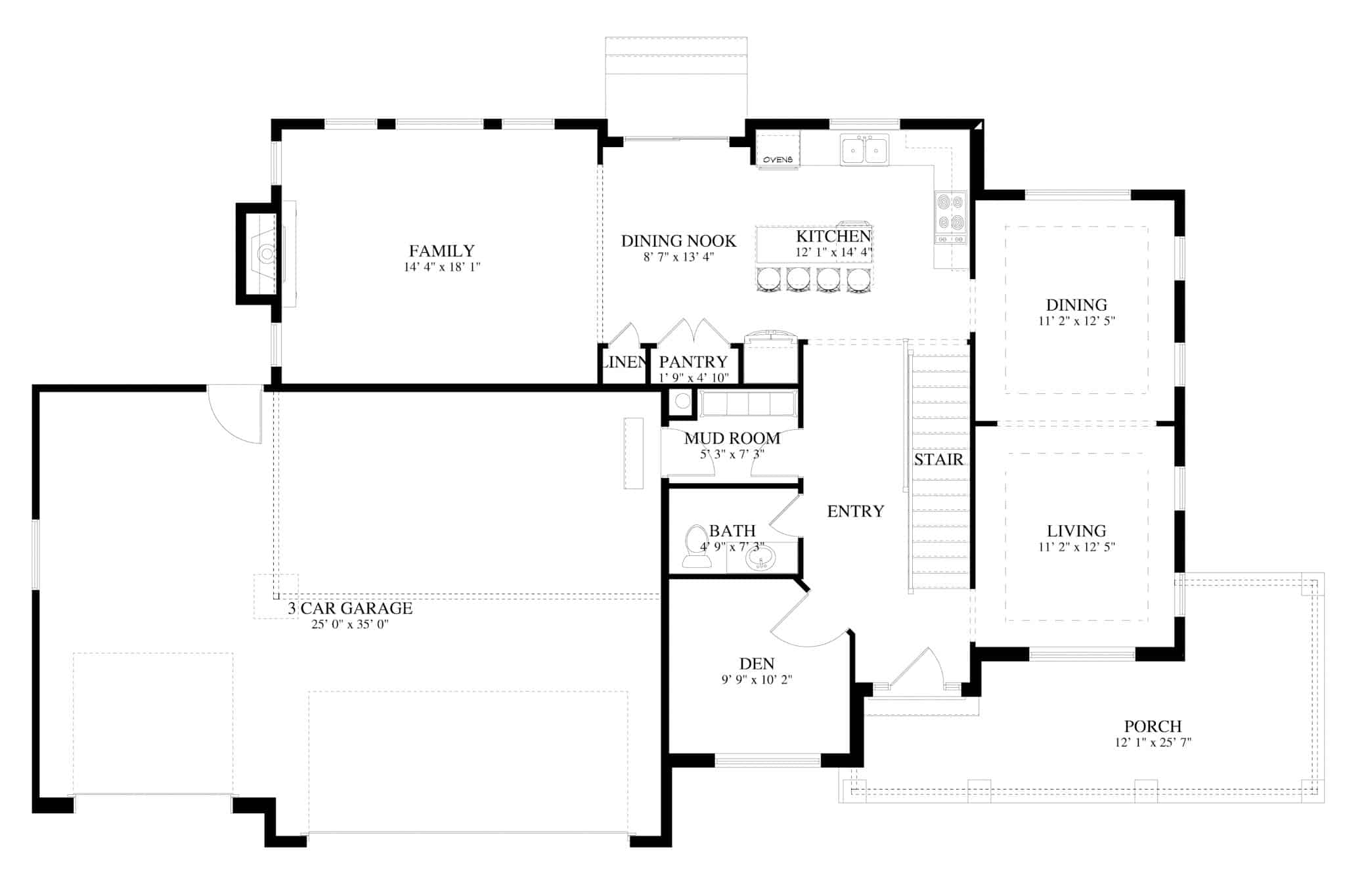 Main Level of Modern Farmhouse Plan #187-1198