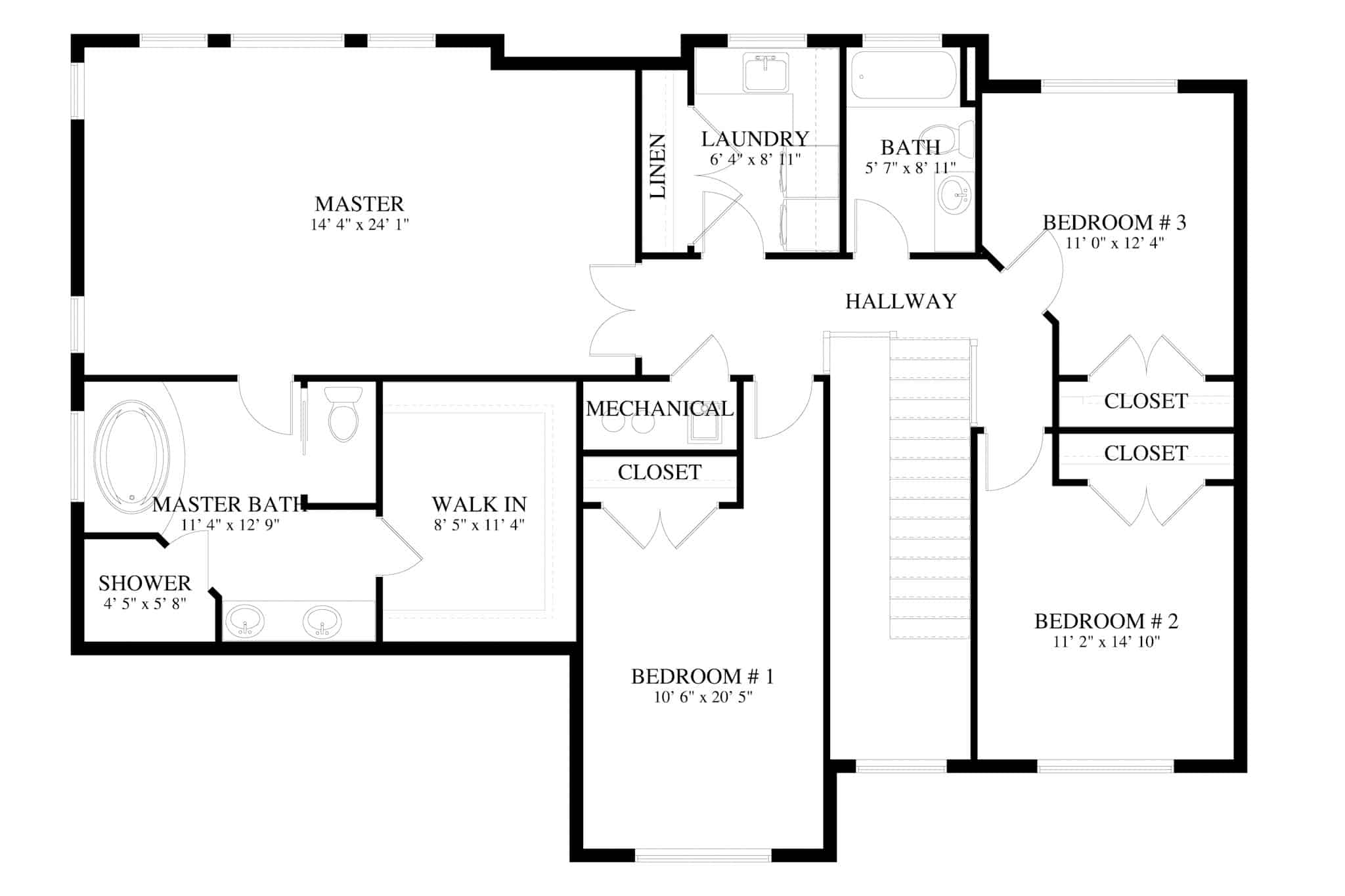 Upper Level of Modern Farmhouse Plan #187-1198