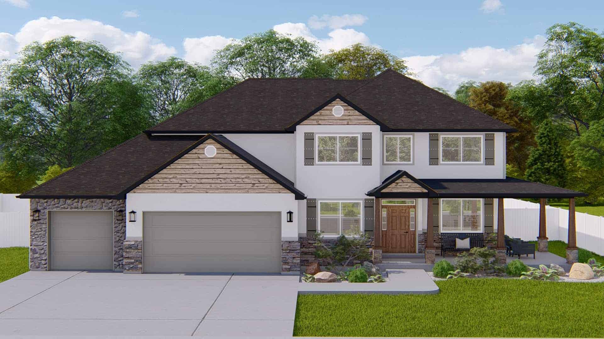 Front elevation of Contemporary home (ThePlanCollection: House Plan #187-1198)