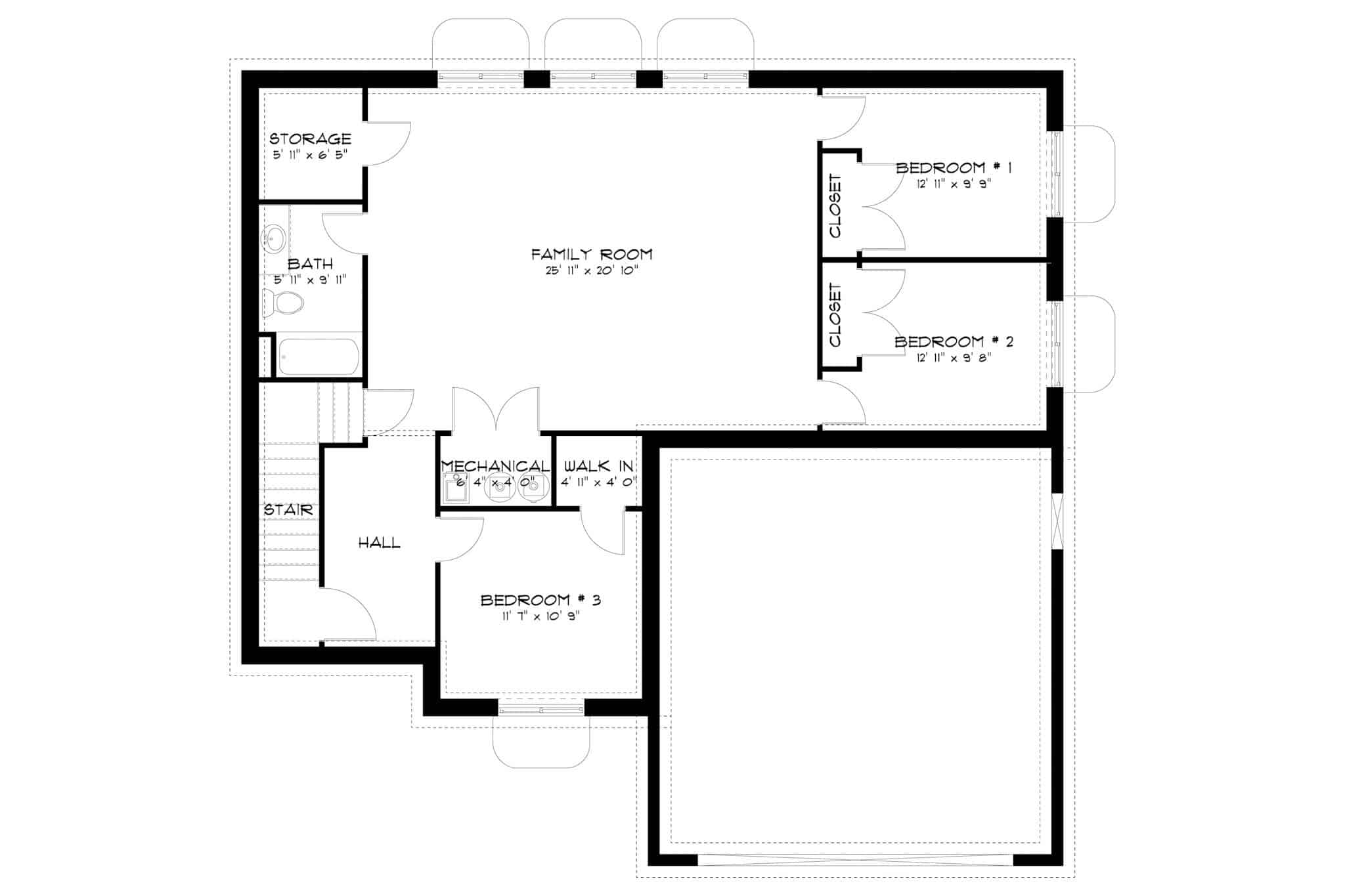Basement of Rustic Plan #187-1200