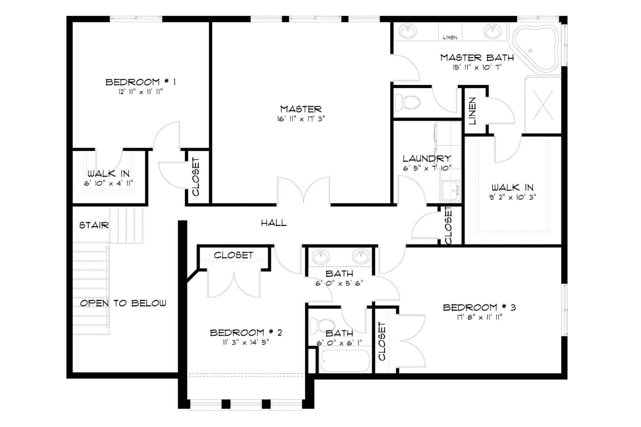 Upper Level of Rustic Plan #187-1200