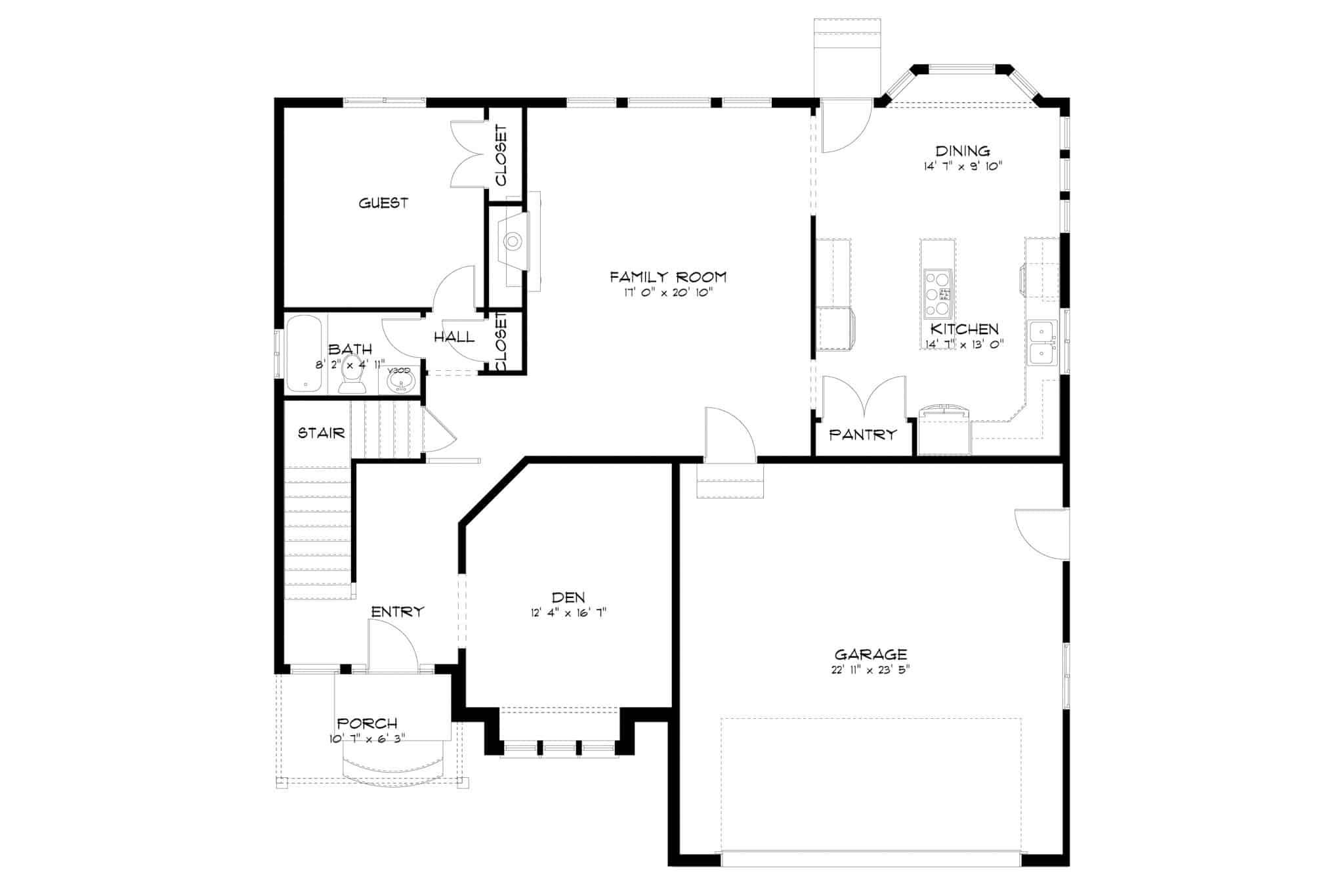 Main Level of Rustic Plan #187-1200