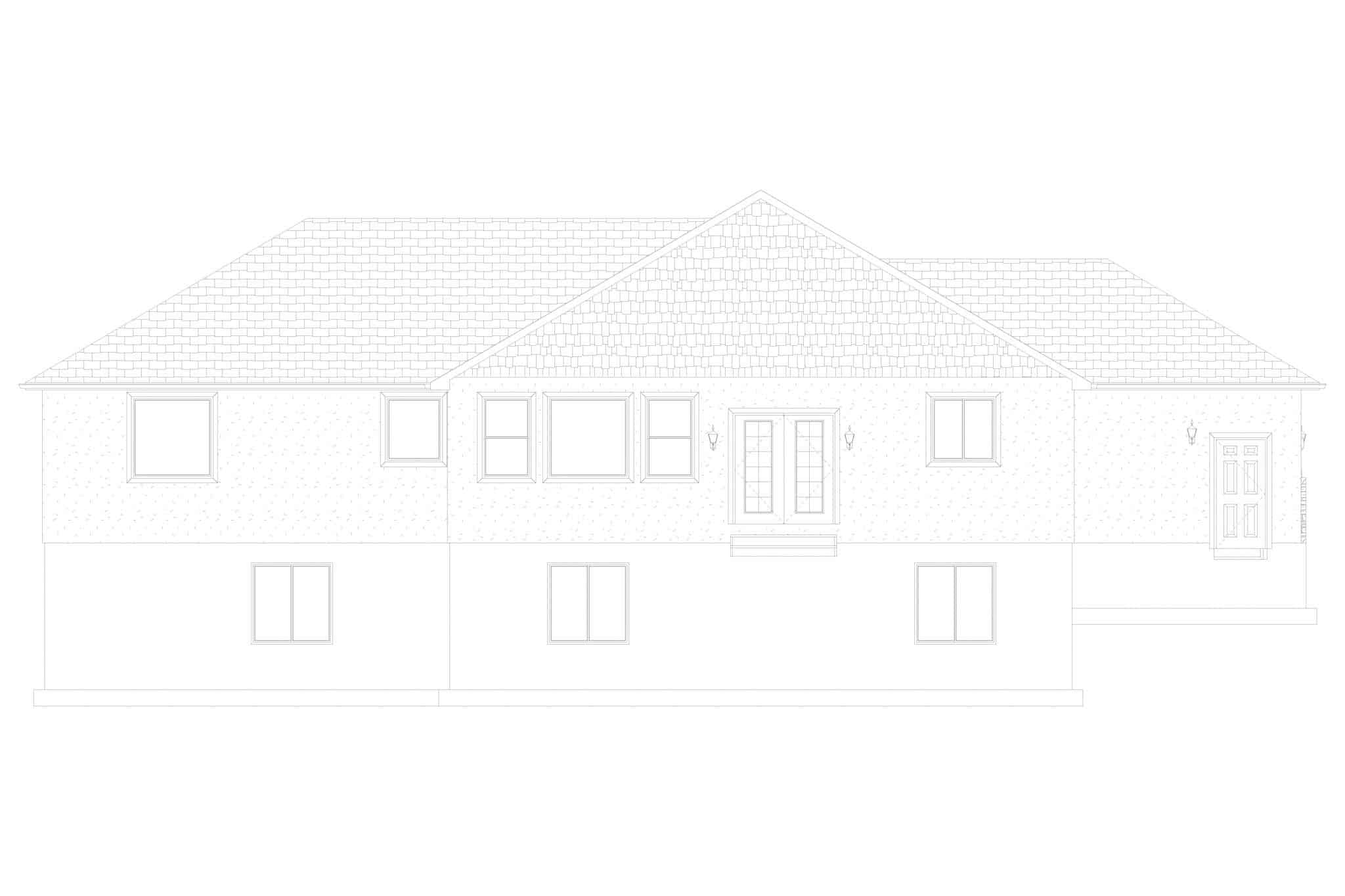 Home Plan Rear Elevation of this 3-Bedroom,1812 Sq Ft Plan -187-1201