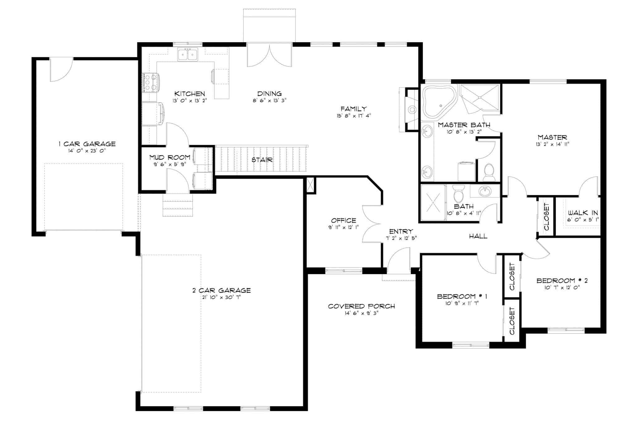 Main Level of Traditional Plan #187-1201