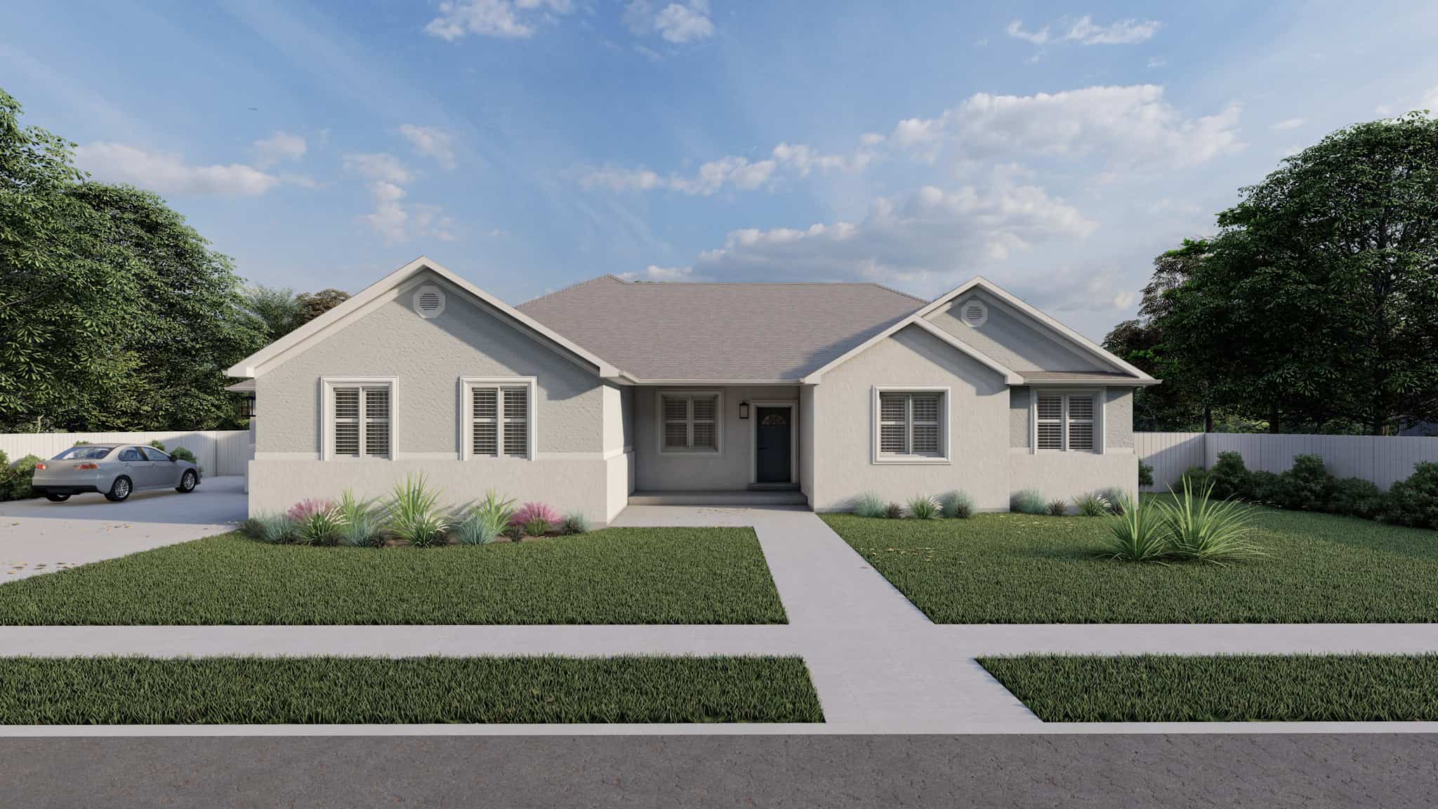 Front elevation of Contemporary home (ThePlanCollection: House Plan #187-1201)
