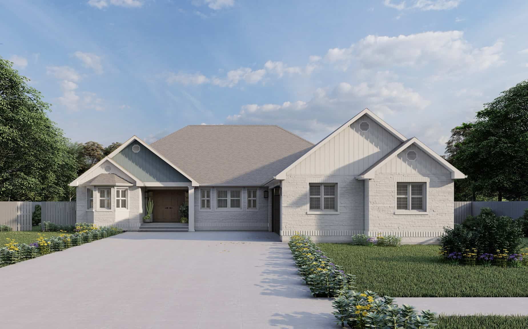 Front elevation of Country home (ThePlanCollection: House Plan #187-1202)
