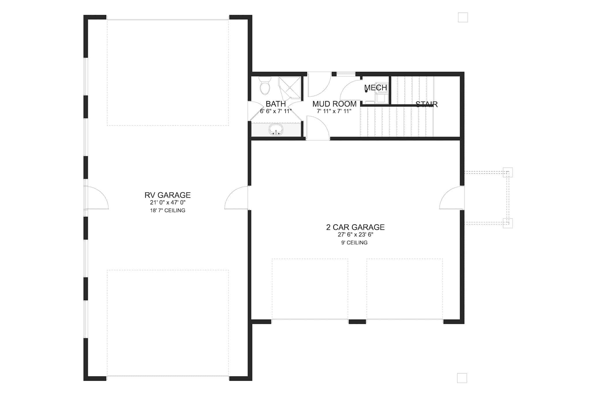 Main Level of Garage w/Apartments Plan #187-1204
