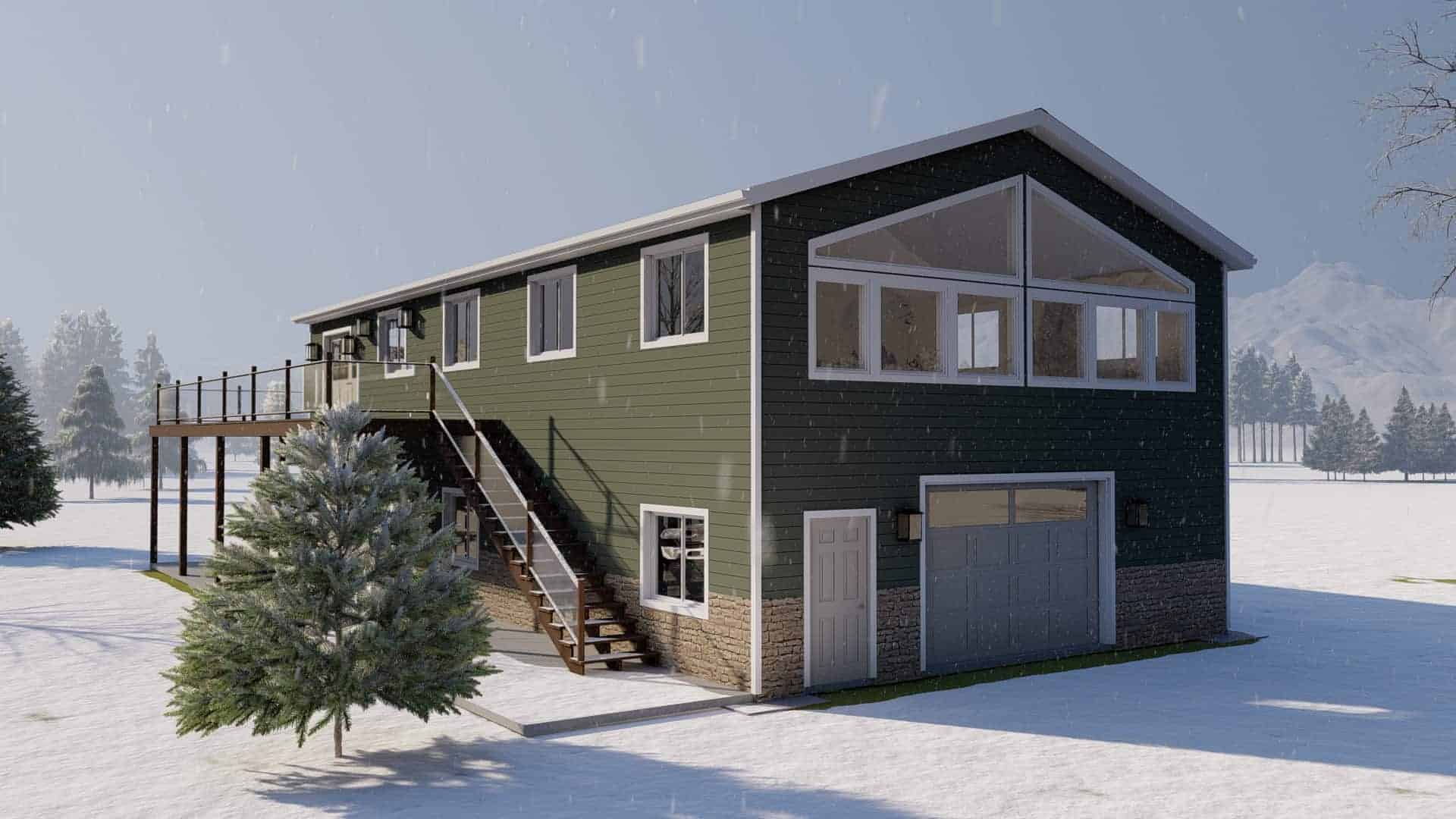 Rear View of this 2-Bedroom,1096 Sq Ft Plan -187-1206