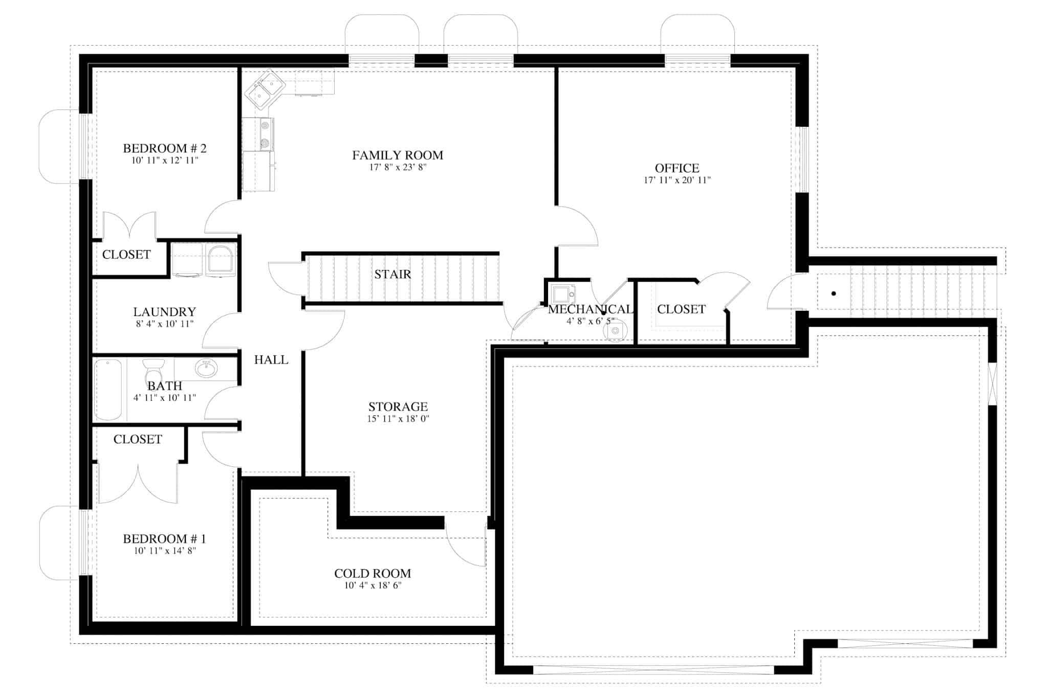 Basement of Traditional Plan #187-1207