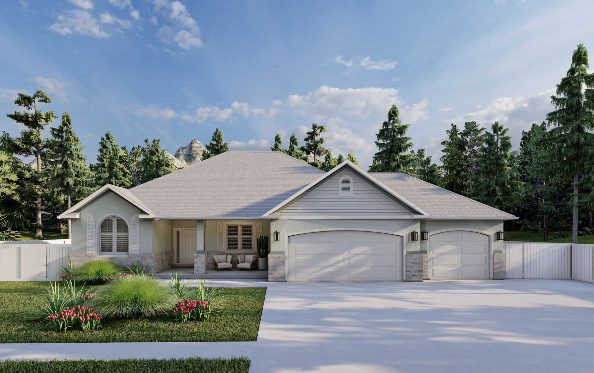 Front elevation of Traditional home (ThePlanCollection: House Plan #187-1207)