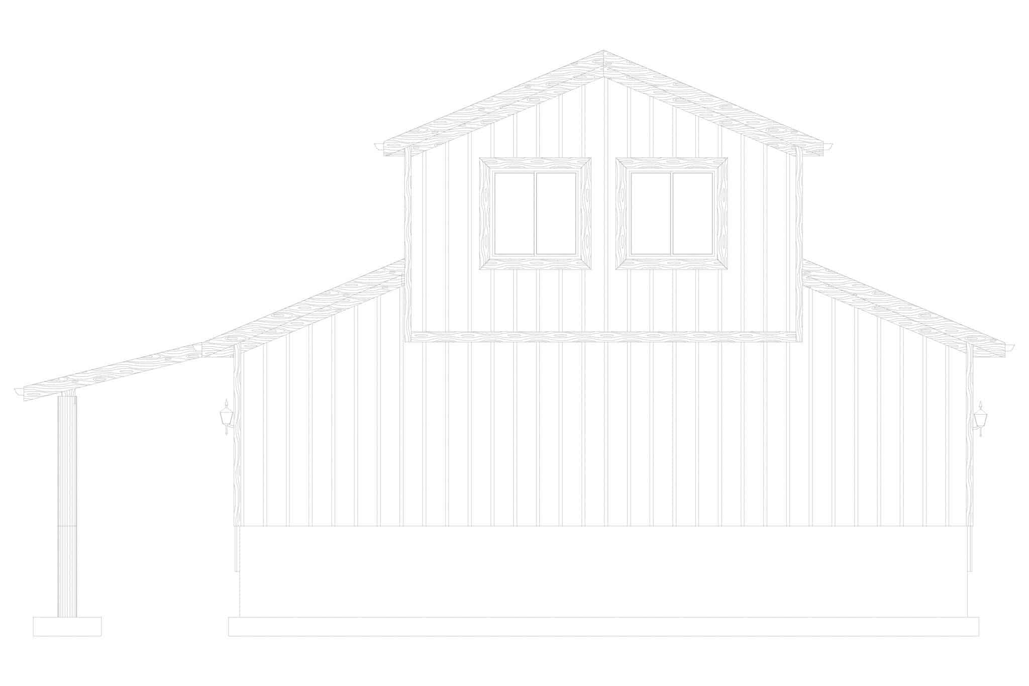 Home Plan Rear Elevation of this 1-Bedroom,680 Sq Ft Plan -187-1208