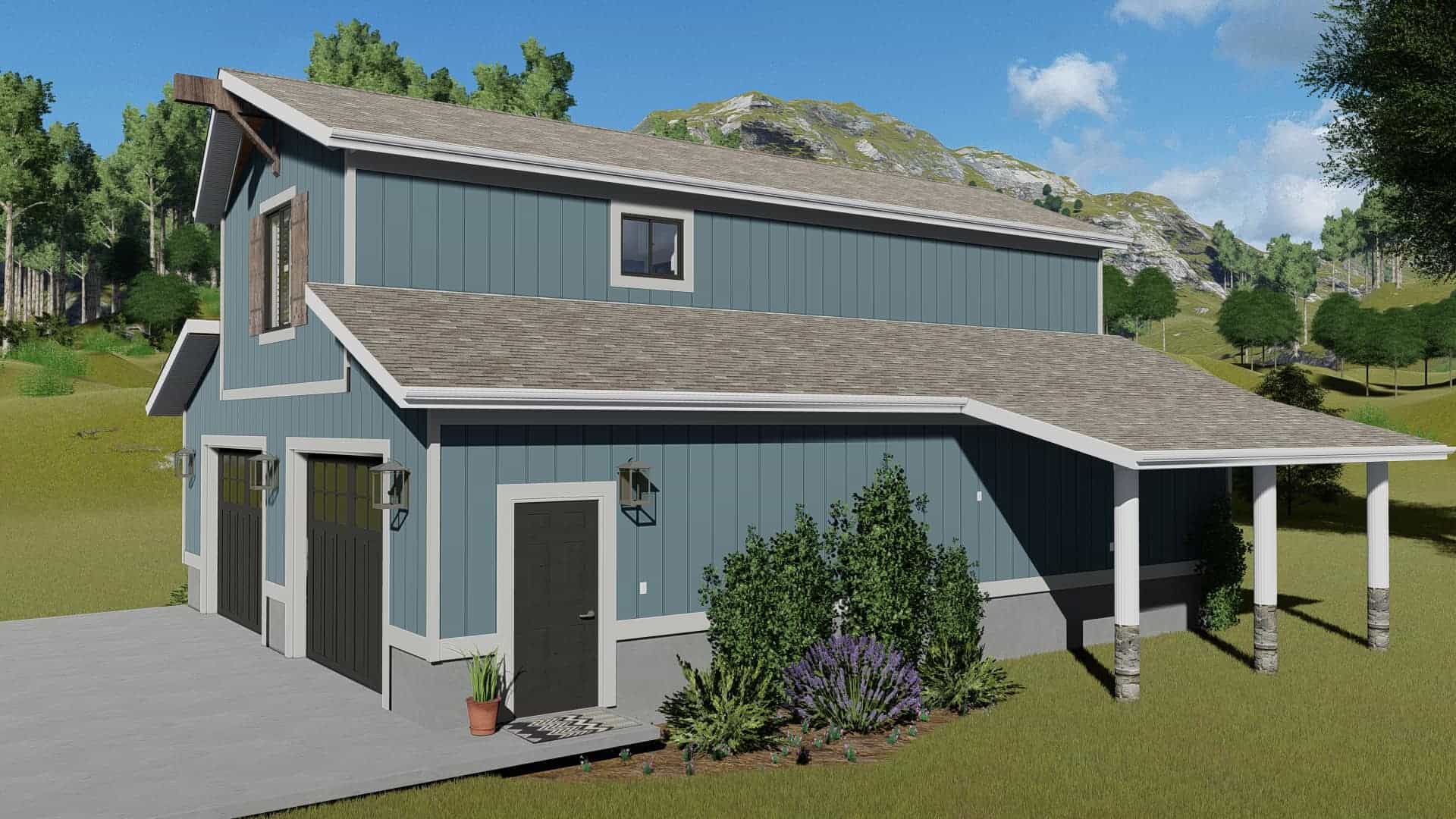 Right Side View of this 1-Bedroom,680 Sq Ft Plan -187-1208