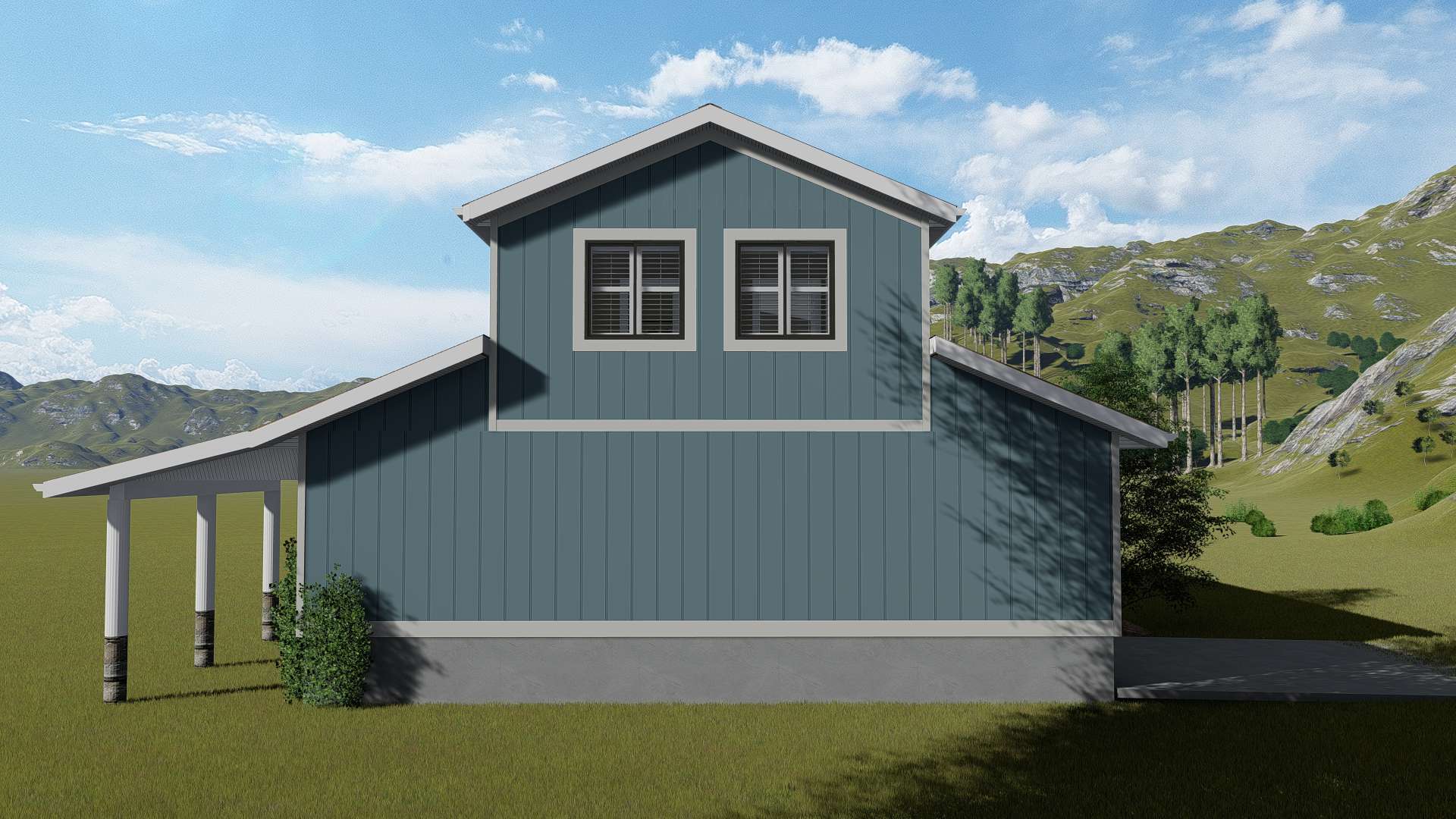 Home Plan Rear Elevation of this 1-Bedroom,680 Sq Ft Plan -187-1208