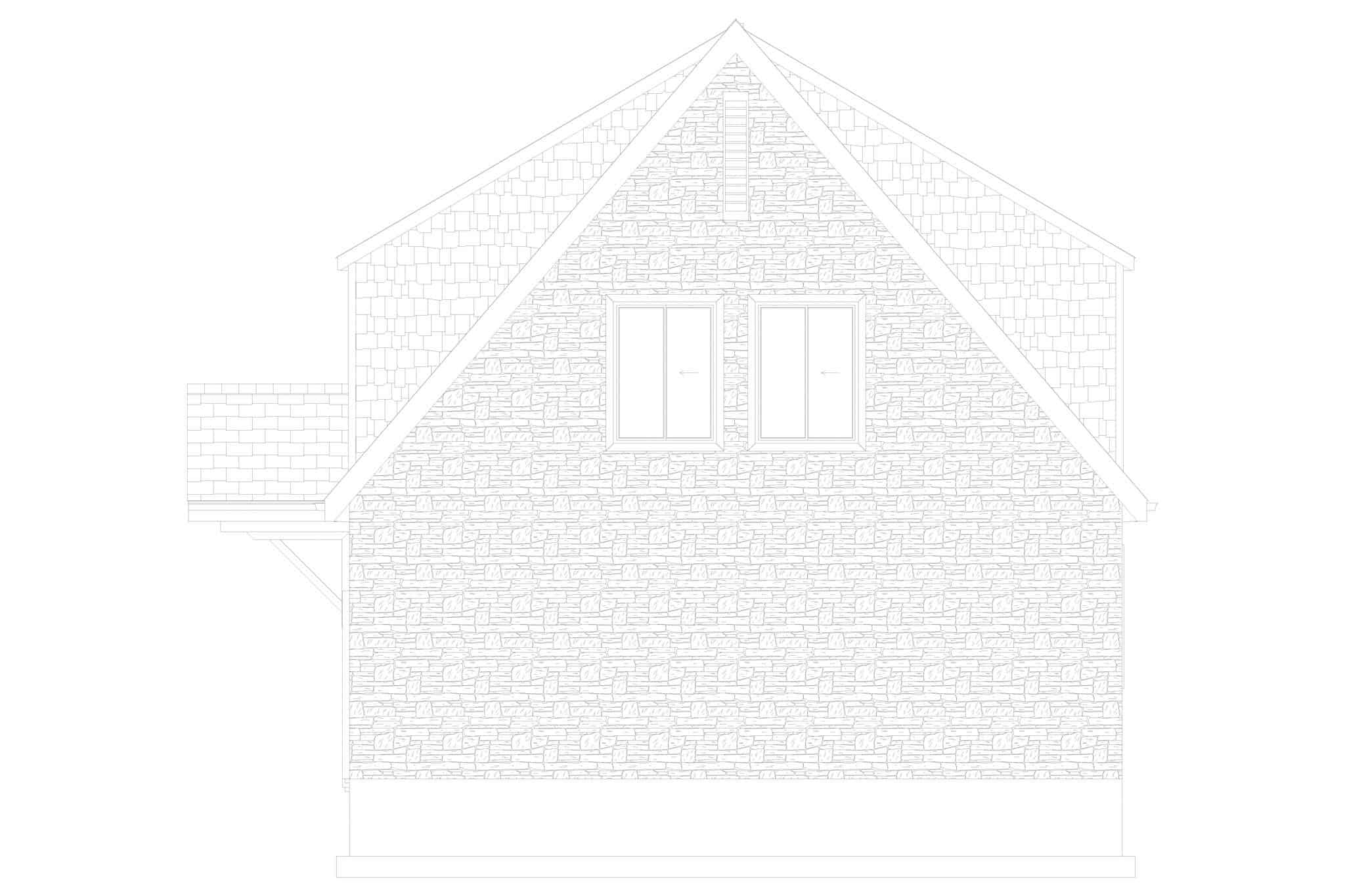 Home Plan Rear Elevation of this 2-Bedroom,900 Sq Ft Plan -187-1210