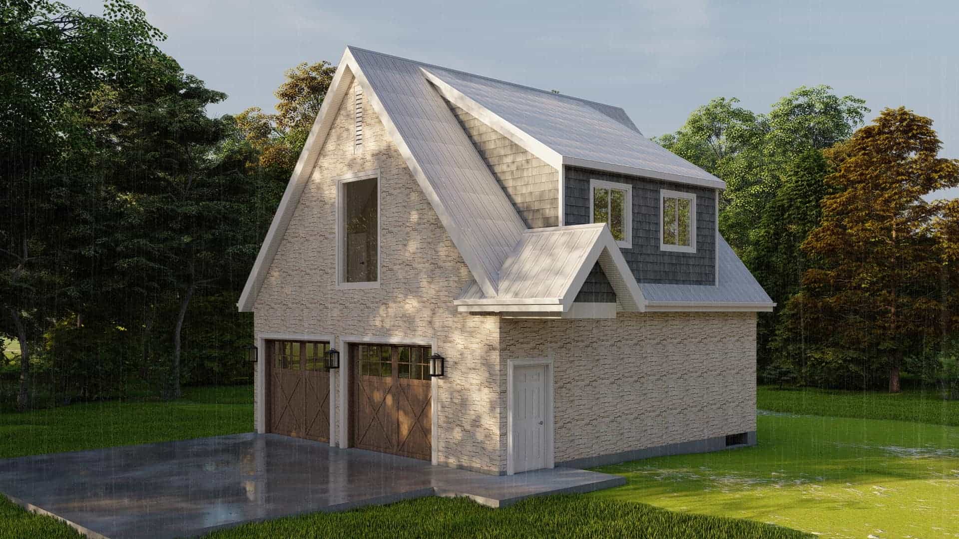 Front elevation of Garage w/ Apartment home (ThePlanCollection: House Plan #187-1210)
