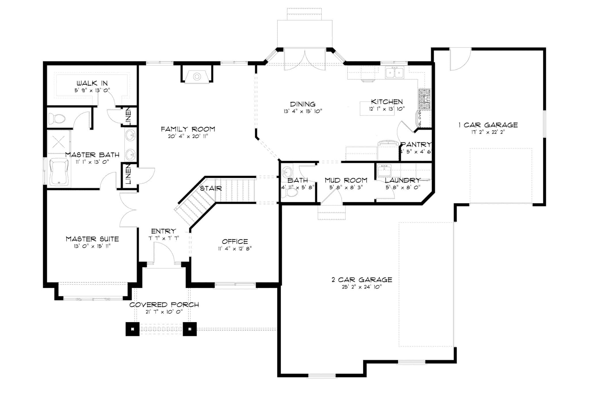 Main Level of Rustic Plan #187-1211