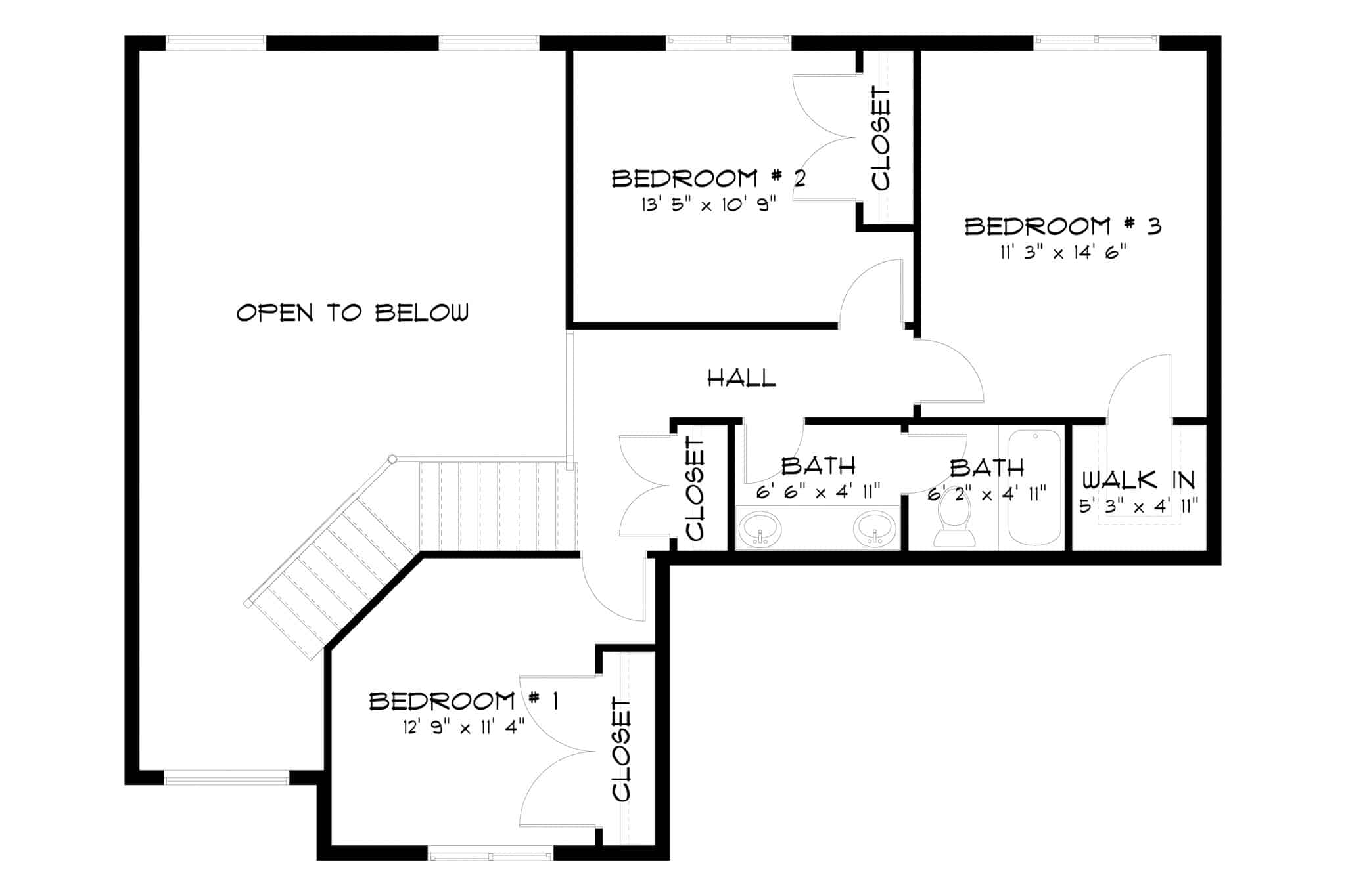 Upper Level of Rustic Plan #187-1211