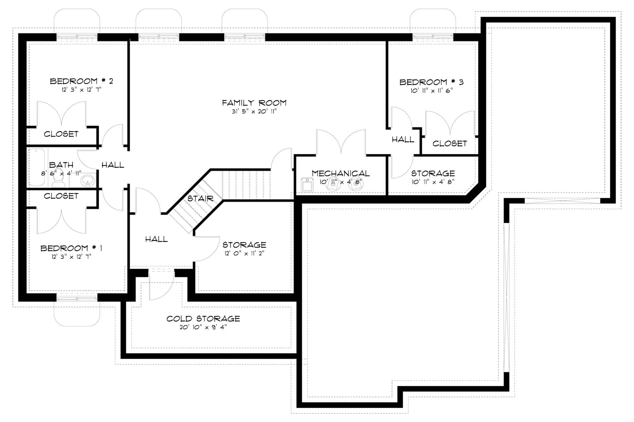 Basement of Rustic Plan #187-1211