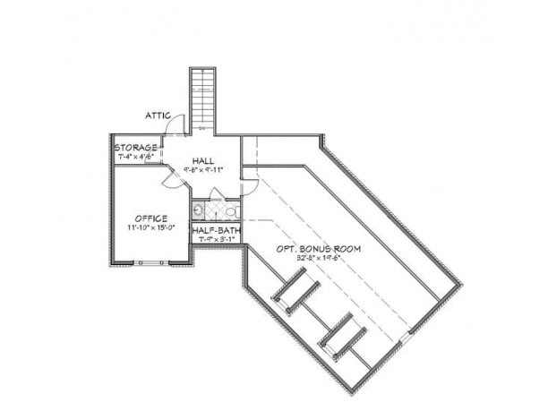 Floor Plan Bonus Room of Colonial Plan #189-1000