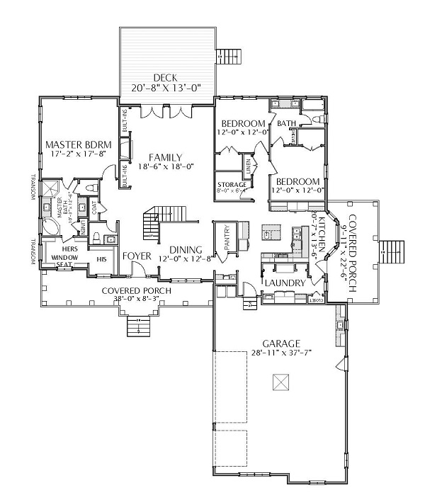Floor Plan First Story of Colonial Plan #189-1003