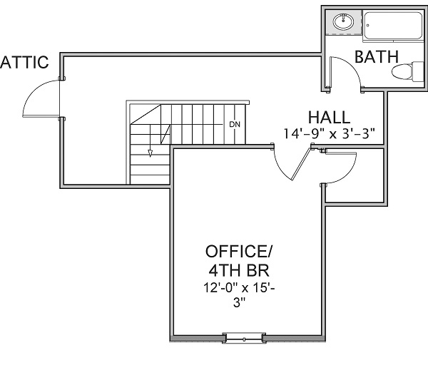 Floor Plan Second Story of Colonial Plan #189-1003