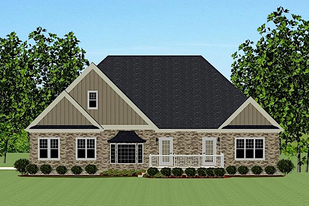 Home Plan Rear Elevation of this 4-Bedroom,3565 Sq Ft Plan -189-1004