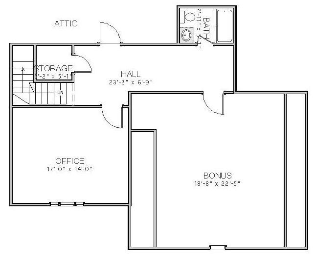 Floor Plan Upper Level of Craftsman Plan #189-1004
