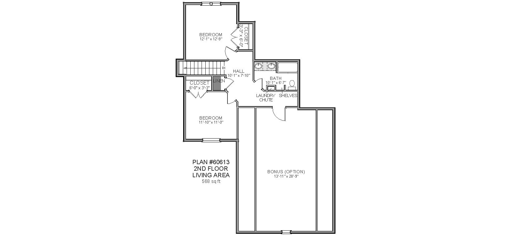 Floor Plan Second Story of Craftsman Plan #189-1005