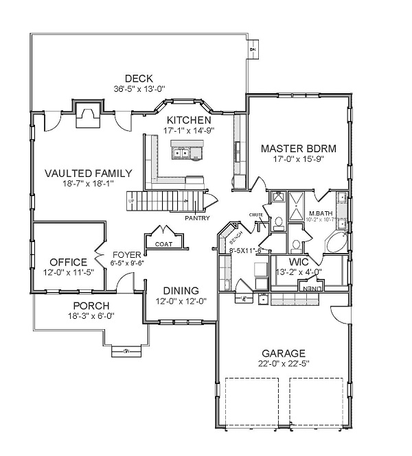 Floor Plan First Story of Craftsman Plan #189-1005