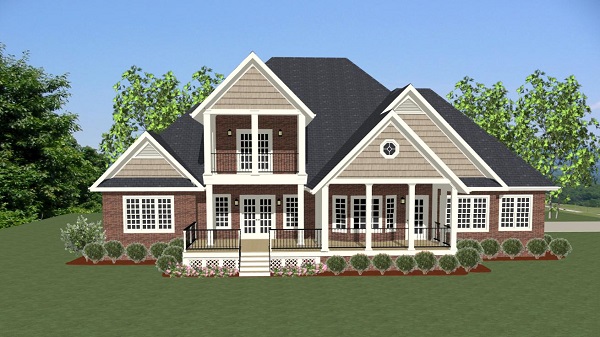 Home Plan Rear Elevation of this 4-Bedroom,3447 Sq Ft Plan -189-1006