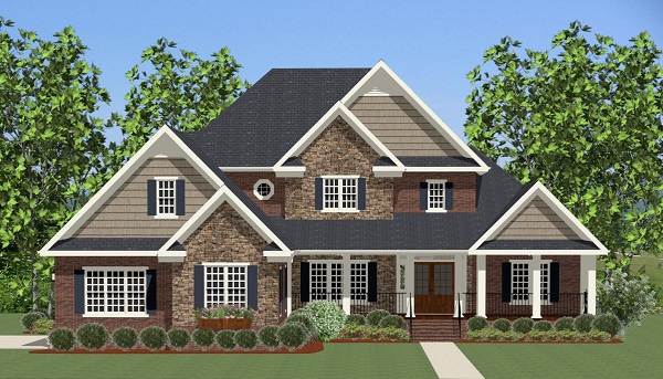The Plan Collection: Front Elevation of Craftsman House # 189-1006