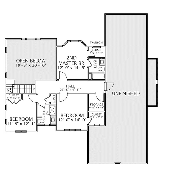 Floor Plan Second Story of Traditional Plan #189-1007