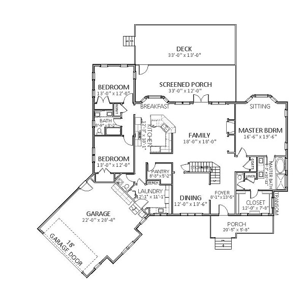 Floor Plan First Story of Craftsman Plan #189-1008