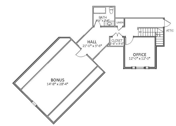 Floor Plan Second Story of Craftsman Plan #189-1008