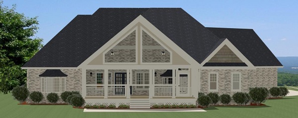 Home Plan Rear Elevation of this 4-Bedroom,2900 Sq Ft Plan -189-1008