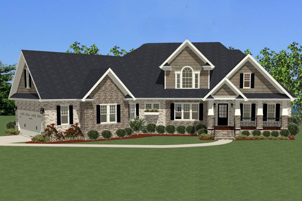 Front elevation of Craftsman home (ThePlanCollection: House Plan #189-1008)