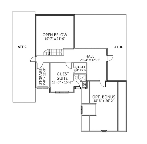 Floor Plan Second Story of Country Plan #189-1010